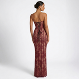 Carlena | Elegancka Koronkowa Sukienka Maxi z Gorsetem i Dekoltem Sweetheart