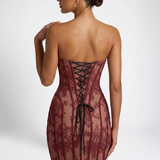 Carlena | Elegancka Koronkowa Sukienka Maxi z Gorsetem i Dekoltem Sweetheart