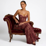 Carlena | Elegancka Koronkowa Sukienka Maxi z Gorsetem i Dekoltem Sweetheart