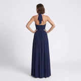 Carlena | Elegancka Sukienka Maxi Halter z Głębokim Dekoltem i Rozcięciem