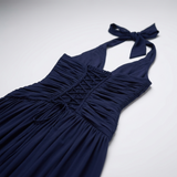 Carlena | Elegancka Sukienka Maxi Halter z Głębokim Dekoltem i Rozcięciem
