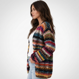 Carlena | Kolorowy Kardigan Damski w Paski z Długim Rękawem