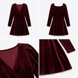 Carlena | Elegancka Aksamitna Sukienka Mini Kopertowa z Dekoltem V