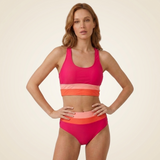 Carlena | Damskie Bikini Color Block z Topem Sportowym