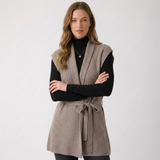 Carlena | Elegancka Kamizelka Damska z Paskiem i Dekoltem V