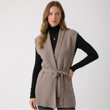 Carlena | Elegancka Kamizelka Damska z Paskiem i Dekoltem V