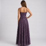 Carlena | Elegancka Sukienka Maxi z Gorsetowym Gorsetem i Kwiatowym Wzorem