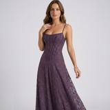 Carlena | Elegancka Sukienka Maxi z Gorsetowym Gorsetem i Kwiatowym Wzorem