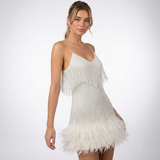 Carlena | Elegancka Sukienka Mini z Piórami