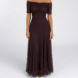 Carlena | Elegancka Sukienka Maxi z Odkrytymi Ramionami