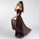 Carlena | Elegancka Sukienka Maxi z Odkrytymi Ramionami