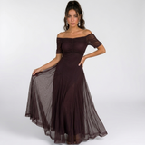 Carlena | Elegancka Sukienka Maxi z Odkrytymi Ramionami