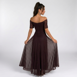 Carlena | Elegancka Sukienka Maxi z Odkrytymi Ramionami