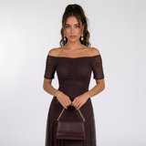 Carlena | Elegancka Sukienka Maxi z Odkrytymi Ramionami