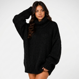 Carlena | Sweter Oversize z Szerokim Kołnierzem