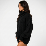 Carlena | Sweter Oversize z Szerokim Kołnierzem