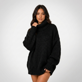 Carlena | Sweter Oversize z Szerokim Kołnierzem