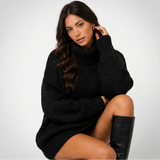 Carlena | Sweter Oversize z Szerokim Kołnierzem