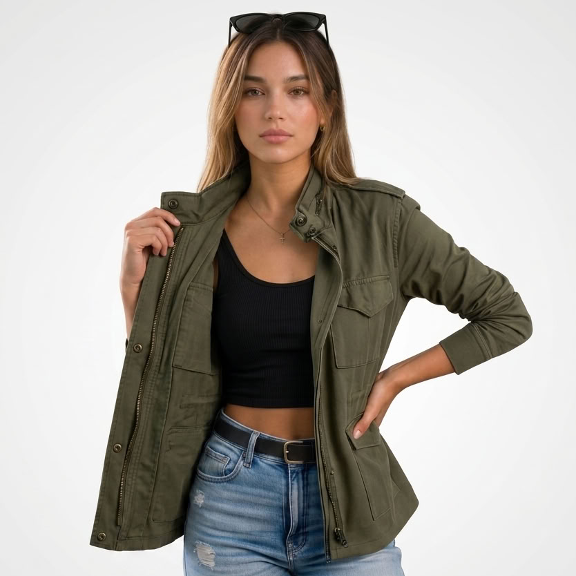 Carlena | Lekka Kurtka na Zamek w Stylu Casual
