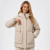 Carlena | Pikowana Kurtka Oversize z Wysokim Kołnierzem