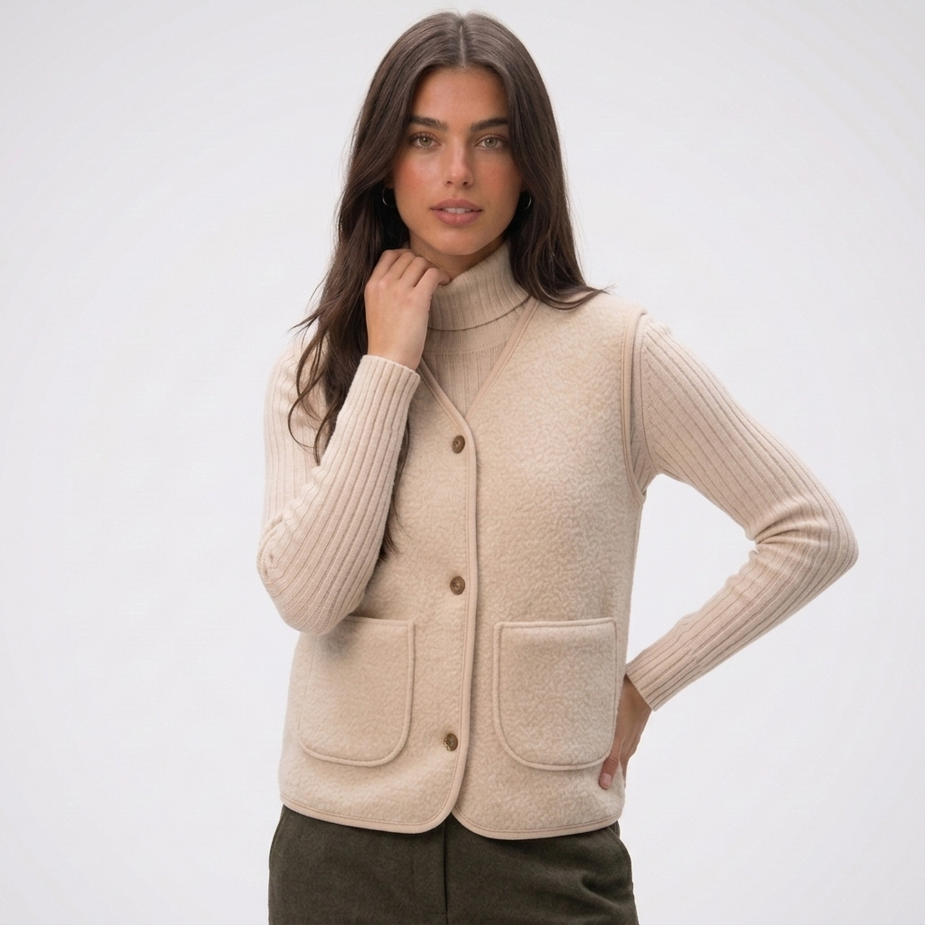 Carlena | Elegancka Kamizelka z Guzikami i Kieszeniami