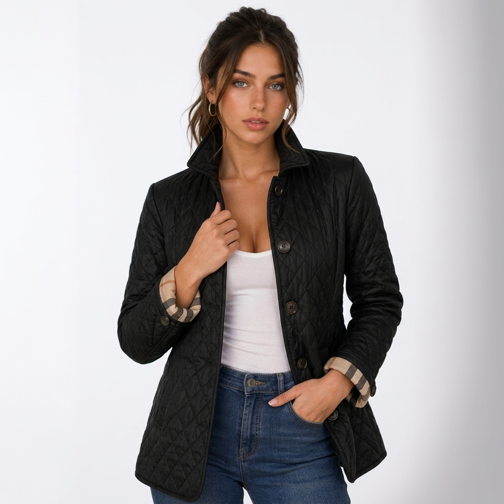 Carlena | Elegancka Pikowana Kurtka o Taliowanym Kroju