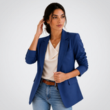 Carlena | Elegancka Taliowana Marynarka z Jednym Guzikiem