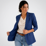Carlena | Elegancka Taliowana Marynarka z Jednym Guzikiem