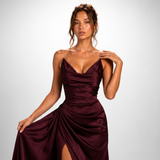 Carlena | Elegancka Sukienka Maxi Bez Ramiączek z Rozcięciem