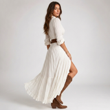 Carlena | Sukienka Maxi w Stylu Western z Guzikami i Rozcięciem