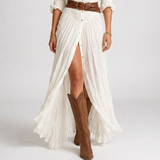Carlena | Sukienka Maxi w Stylu Western z Guzikami i Rozcięciem