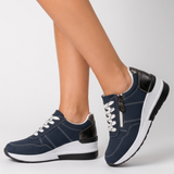 Carlena | Sneakersy Ortopedyczne na Koturnie z Zamkiem i Sznurowaniem