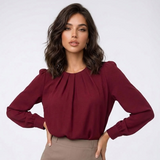 Carlena | Elegancka Bluzka z Plisowaną Górą i Rękawem 3/4