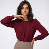 Carlena | Elegancka Bluzka z Plisowaną Górą i Rękawem 3/4