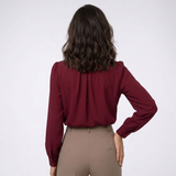 Carlena | Elegancka Bluzka z Plisowaną Górą i Rękawem 3/4