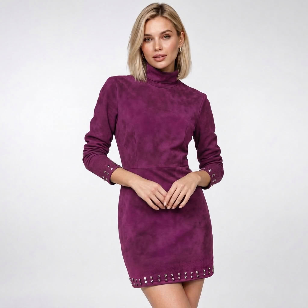Carlena | Elegancka Sukienka Mini z Wysokim Kołnierzem