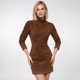 Carlena | Elegancka Sukienka Mini z Wysokim Kołnierzem