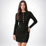Carlena | Elegancka Sukienka Mini z Ozdobnymi Guzikami