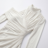 Carlena | Elegancka Sukienka Midi z Asymetrycznym Drapowaniem