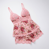 Carlena | Kwiatowy Komplet Bielizny Babydoll z Koronką