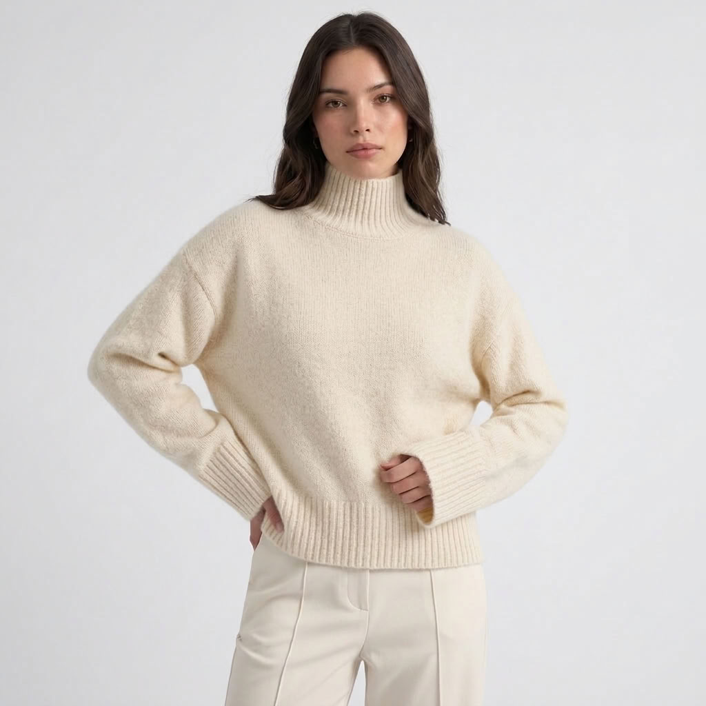 Carlena | Kaszmirowy Sweter Oversize z Golfem