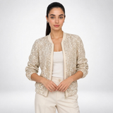 Carlena | Cekinowa Kurtka Blouson o Luźnym Kroju