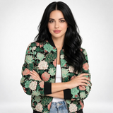 Carlena | Lekka Kurtka Bomber w Kwiatowy Wzór