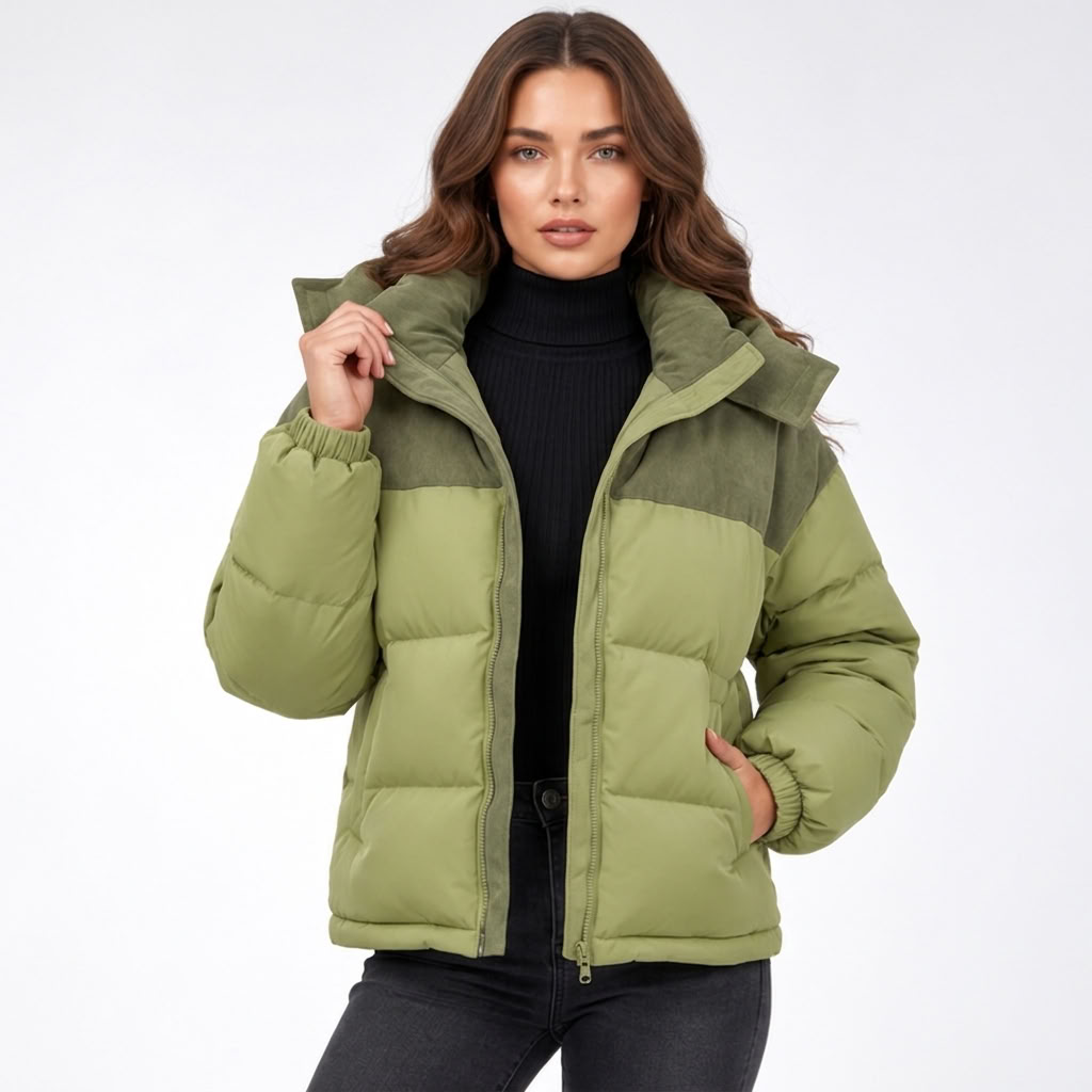 Carlena | Ocieplana Kurtka Puffer z Regulowanym Kapturem