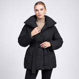 Carlena | Krótka Kurtka Puffer z Paskiem i Stójką
