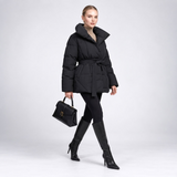 Carlena | Krótka Kurtka Puffer z Paskiem i Stójką