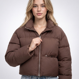Carlena | Krótka Kurtka Puffer o Minimalistycznym Kroju