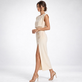 Carlena | Elegancka Sukienka Midi z Rozcięciem