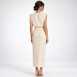 Carlena | Elegancka Sukienka Midi z Rozcięciem