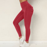 Dopasowane legginsy push up damskie wysoki stan z kieszenią
